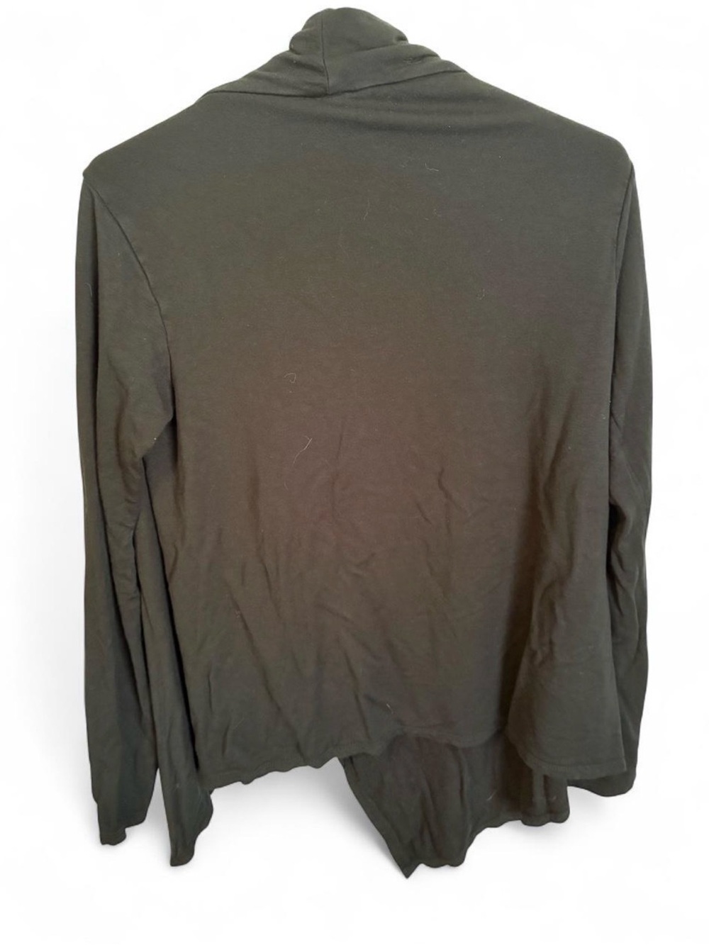 bobeau Black Asymmetrical Draped Cardigan with Wood Button - Picture 5 of 6